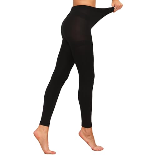 Image of HA WA Women 80D Opaque Tights High Waist Control Top Pantyhose Black1 L