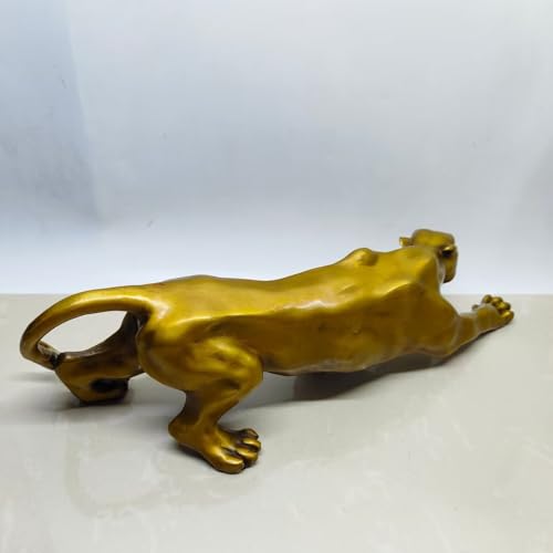 Statue de léopard en bronze pur ciselé main pour salon chic - 5