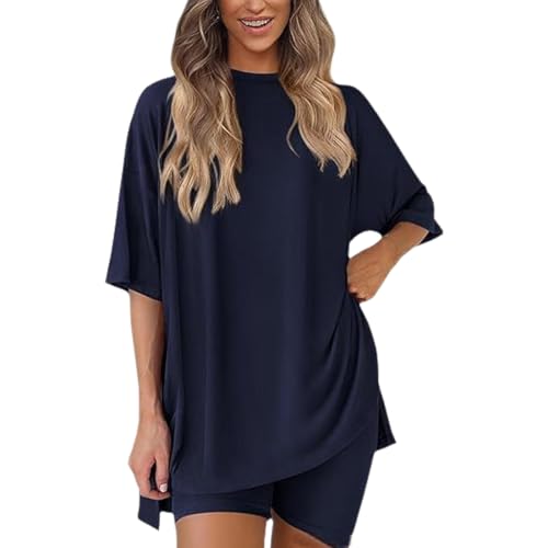 Viralvera 2 Piece Shorts Set, Soft Lightweight T-Shirt and Stretchy Pajama Pants,Cool & Breathable,for Leisure,Office,Travel