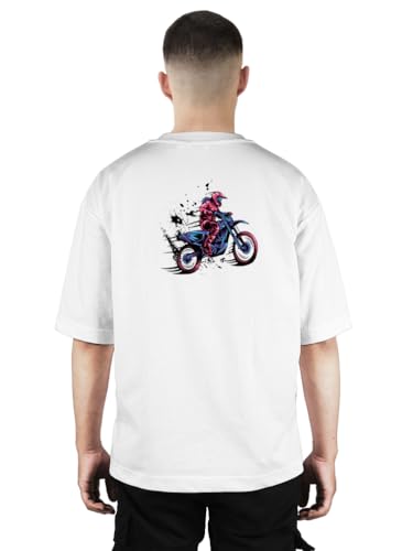 Image of Buy That Trendz Mens Oversized Tshirt Black & White Car Printed Crew Neck Cotton Drop Shoulder Half Sleeve Stylish Tshirt
