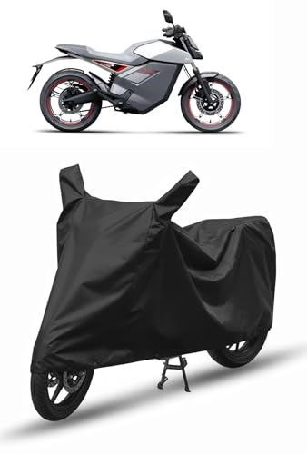 Image of Shield Heavy Duty Bike /scooty Cover for Ola Roadster | All-Season, Tear-Proof Fabric | with Side Mirror Pocket & Buckle Belt | Roadster Bike Cover (Black)