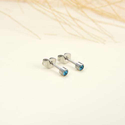 12 Pairs Surgical Stainless Steel Cubic Zirconia Birthstone Stud Earrings, Gold Plated Heart Star Round Multicolors Stud Earrings Set for Women3