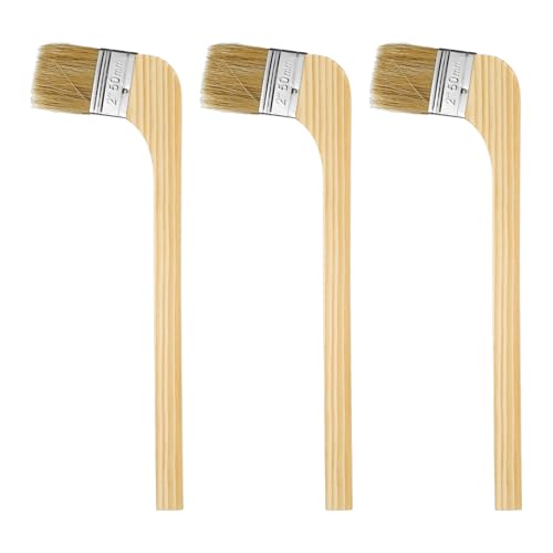 sourcing map Paint Brush 3Pcs 2 Brush Width Reusable Variety Angle Bend Brushes Radiator Paint for All Latex Oil Painting Furniture Walls Home Improvement, Brown