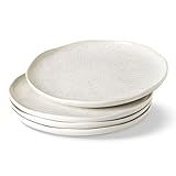 GBhome Steingut Speiseteller Set mit 4, 27cm Kratzfester Platte, spülmaschinen- und mikrowellenfest, Dessertteller, Nudel- / Salatteller, Beige