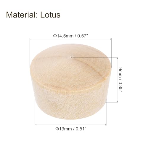 Image of uxcell 26Pcs Wood Button Plugs, 13mm /0.51 inch Flat Head Hardwood Screw Hole Plug Wooden Caps Buttons Wood Plug for Furniture Woodworking Craft Decor (14.5mm x 13mm)