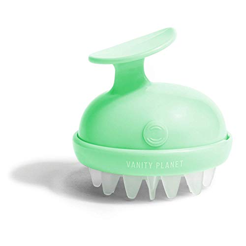 Vanity Planet Groove Scalp Massager (Minty Green) Rejuvenating Handheld Shampoo Brush, 2-Speed Vibrating, Water Resistant