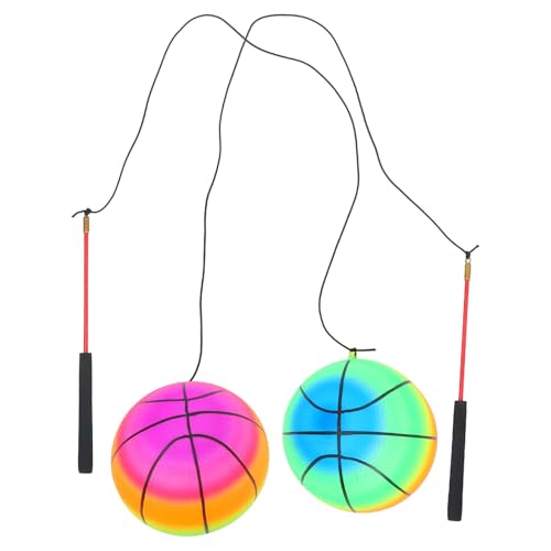 HANABASS 2pcs Exercise Ball Rainbow Fitness Ball with Pole Outdoor Tetherball Stretch Arm and Reliever Ball Ball Weighted Cordless Jump Rope for Adults Kids