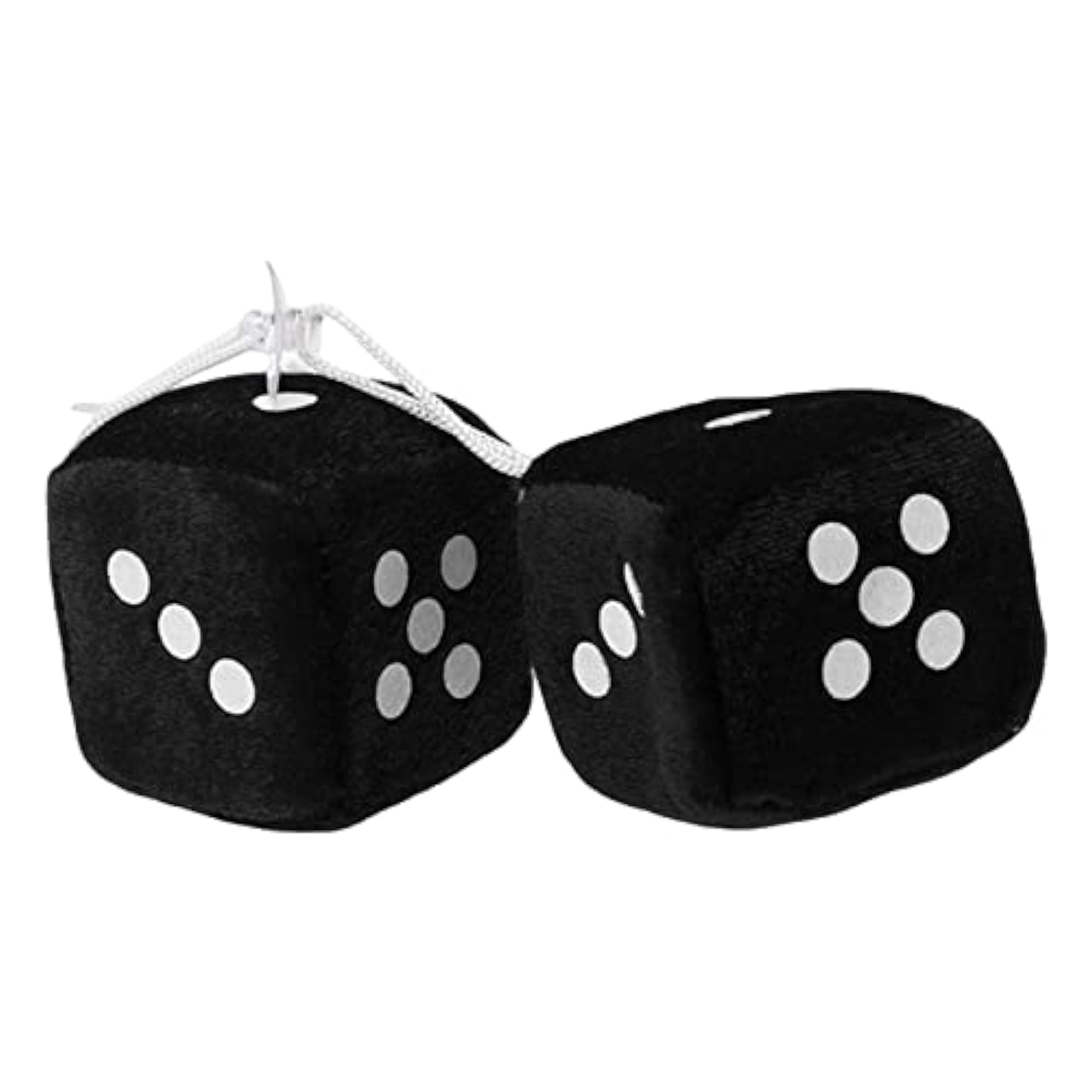 2Pcs Retro Fuzzy Dice with Dots Plush Dice Ornament