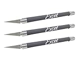 Excel Blades K18 Soft Grip Hobby Knife - Angled Blade Sharp Hobby Knife - Crafting Supplies - Light Duty Scrapbook Knife and Cutting Tool for Precision Cutting and Trimming – Grey, 3 Pack
