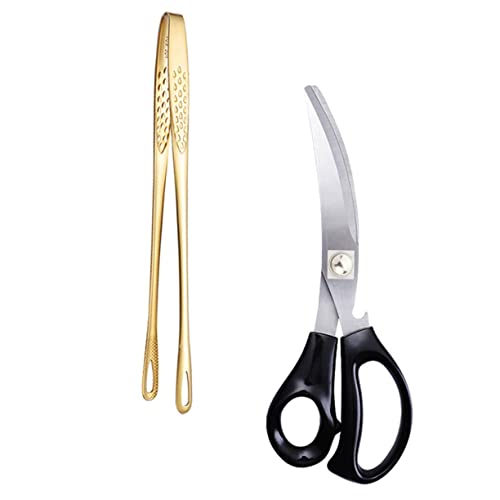 TINEASUR Pinzas para Parrilla De Acero Inoxidable Tijeras De Cocina para Alimentos Pinzas De Cocina De Metal para Uso Barbacoas y