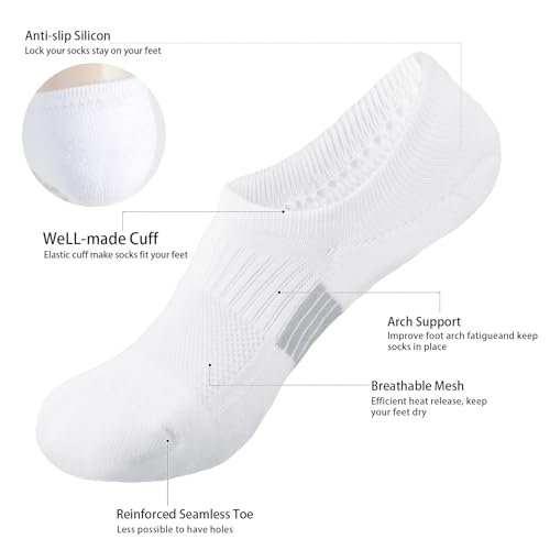 Marchare Women No Show Socks Low Cut Invisible Cushioned Socks Ankle Athletic Socks For Women With Grips2