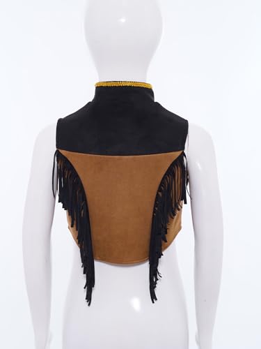 Kids Girls Boys Western Waistcoat Sleeveless Mock Button Down Vest Top Cowgirls Jacket4