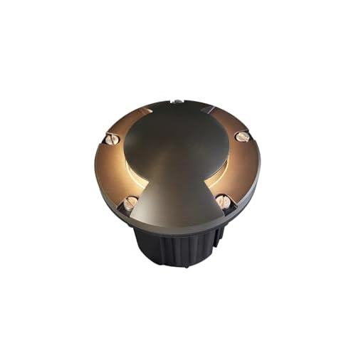 MALORY Brass Top Cover Landscape Well Lights, (5''H) 12V Low Voltage Outdoor In Ground Lights,Landscape Lighting for Pathway, Driveway and Garden (Two-Direction Turret, 1-Pack Without Bulb)