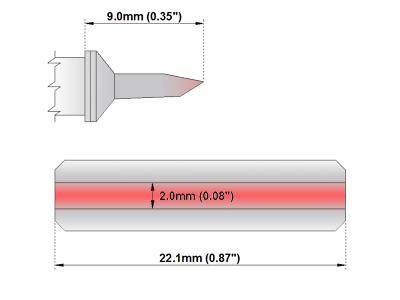 Image of Thermaltronics PM80LB127 Blade Tip 22.1 mm (0.87in) interchangeable for Metcal RCP-BL3