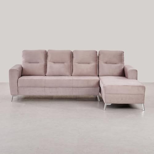 Image of Home Centre | Helios Vive | 4-Seater | with Lounge | Fabric|Solid Wood | Corner Sofa | Beige | 1 Year Warranty
