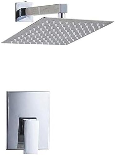 Robinet de douche encastré chrome 16 pouces avec mitigeur laiton et douchette