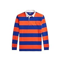 POLO RALPH LAUREN Mens The Iconic Rugby Shirt (US, Alpha, Large, Regular, Regular, Orange/Royal)