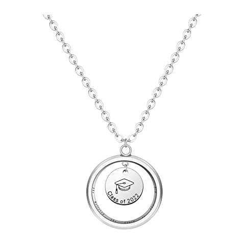 Graduation Gifts for Her, Class of 2022 Graduation Necklace Cap Pendant Necklace High School College Graduation Gifts for Beat Friends, Stainless Steel, Cubic Zirconia Cover