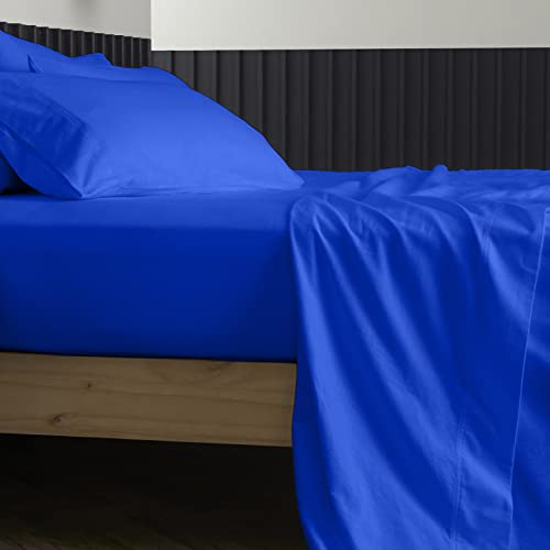 Pure Egyptian Queen Size Cotton Bed Sheets Set (Queen, 1000 Thread Count) Royal Blue Bedding and Pillow Cases (4 Pc)– Egyptian Cotton Sheets Queen Size Bed- Sateen Sheets -15” Queen Deep Pocket Sheets