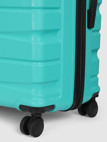 Image of Teakwood Unisex Trolley Bag for Travel, Hard Cabin Trolley Suitcase Bag, Numver Lock System 360 Degree 8 Rotating Wheels | Set of 3 (55, 65, 76 CM, Aqua Green)