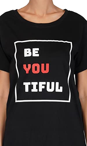 Image of ANGAR Womens Printed Cotton T - Shirt Casual Short Sleeves Tees