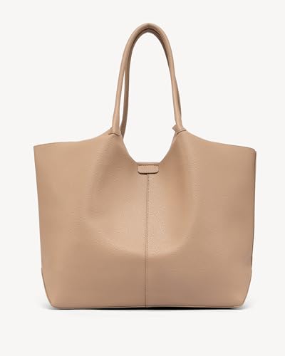 Image of NEWBELLA Tote Bag for Women, Vegan Leather Crossbody Shoulder Bag, Top Handle Satchel Purse for Work, Travel, Daily Use (Apricot-Tote)
