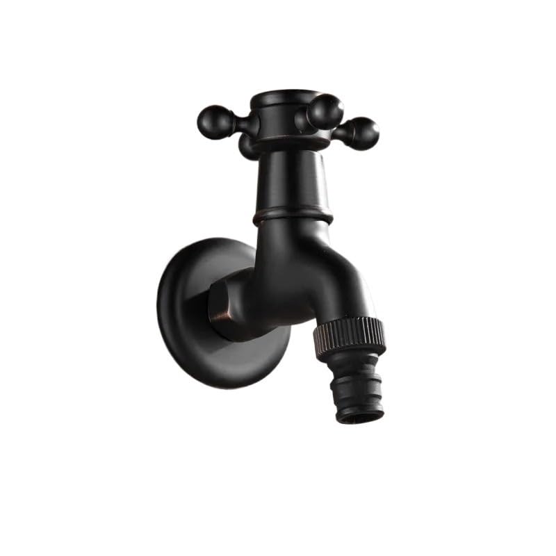 Grifo de Pared Interface, Grifo de baño, Grifo de Esquina para Lavadora, Grifo de Agua fría Simple de Bronce Negro, Grifo de Pared para jardín Exterior, Grifo para fregona, grifos de Piscina (Jy06b)