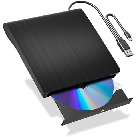 External Bluray Drive Burner,BD CD DVD Reader and Writter Optical Drive Player W/USB3.0 and Type C Port for PC and Laptop,Compatible with Windows XP/7/8/10/11, Mac OS Cover