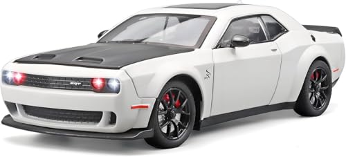 Image of Invite Enterprise 1:24 Dodge Challenger SRT Exclusive Alloy Metal Pull Back Die-cast Car Model with Sound Light Mini Auto Toy for Kids Metal Model Toy Car with Sound and Light(White /Black)