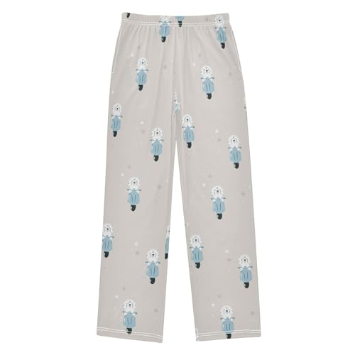 Boys' Pants White Spaniel Dog Riding Scooter Long Bottoms Jogger Pants Elastic Waist Trousers with Pockets S-XL