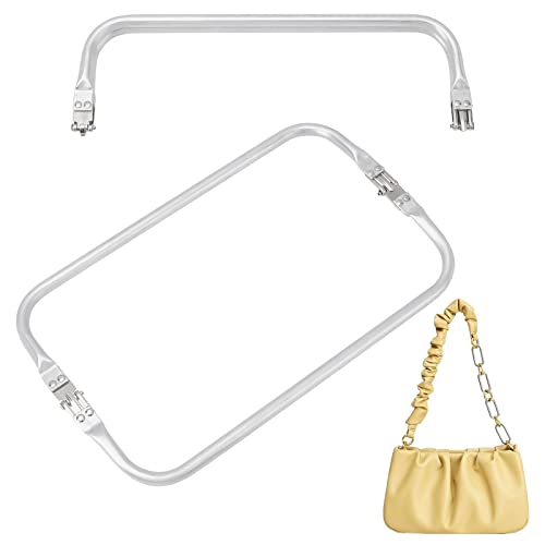 CHGCRAFT 2 Pcs 30 cm Cadre Tubulaire Interne en Aluminium Tubulaire Charnière Interne Bag Frame Rectangle Embrayage Cadre pour DIY Sac à Main Bag, Argenterie, 9.5x30x2 cm