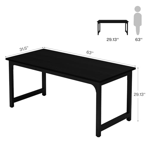 Image of Tribesigns Modern Computer Desk, 63 x 31.5 inch Large Office Desk Computer Table Study Writing Desk Workstation for Home Office, Black