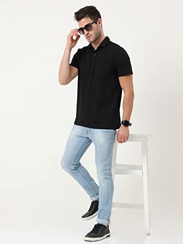 Image of ECOLINE Clothing Mens Cotton Solid Polo Neck Half Sleeve Pocket T-Shirt