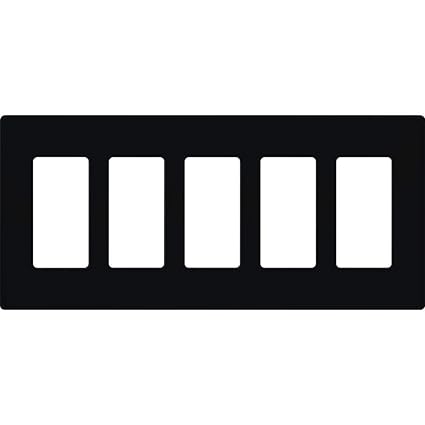 Lutron CW-5-BL Claro 5-Gang Wallplate, Black