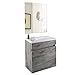 STARBATH PLUS - Set di mobili da bagno sospesi in MDF con lavabo in resina e specchio - Lavabo sospeso - Mobili da bagno con lavabo - 40 x 22 cm