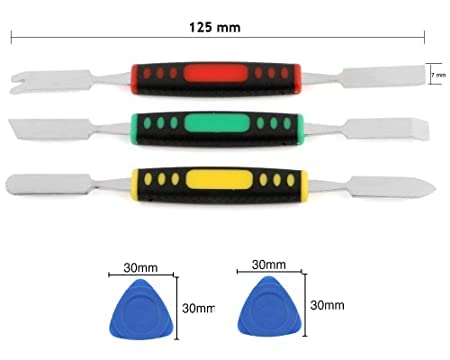 Image of Mobile Repairing Pry Tool Kit Meshiv 3 Dual Ends Metal Spudger & 2 Plastic Guitar Picks Pry Opener for Laptop, Tablet, Mobile, smartphone Opening Repair Tool (5 IN 1 Laptop Repairing Tool Kit)