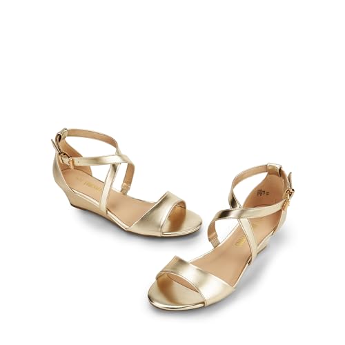 Image of DREAM PAIRS Women's Low Wedge Sandals Ankle Strap Heel Sandal Open Toe Wide Dress Summer Shoes