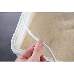 Hanamya 32 5 liter  35 lbs pet food storage container with measuring cup bpa free for dog food | cat food | rice | grain | flour white  gray 1 count   cucciolini doodles