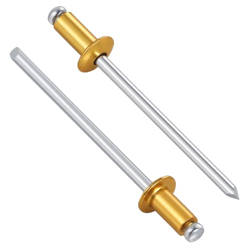 Image of Wensilon (400 Pcs) 1 /8 inchx1 /4 inch Golden Aluminum blind pro Rivets,Golden Aluminum Grip and Steel Mandrel