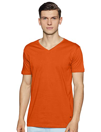 Image of ABOF Men's Solid Slim fit T-Shirt (BOA19AMCWTE3035108 Red M Orange M)