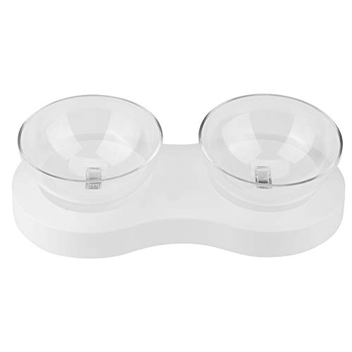 Double gamelle réglable pour chat design ovale transparent en PC ABS
