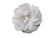 XiXiboutique 20 Chiffon Flower w/Rhinestone Pearl Silk Flower Fabric Flower Hair Flower for Heandbad Craft(White)