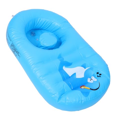 インフレータブル ベビーバスタブ スカイブルー 幼児用浴槽 折りたたみ式 プラスチック製 85x45x15cm 屋内屋外兼用 漫画デザイン シャンプーボウル付き 持ち運び便利 (1)