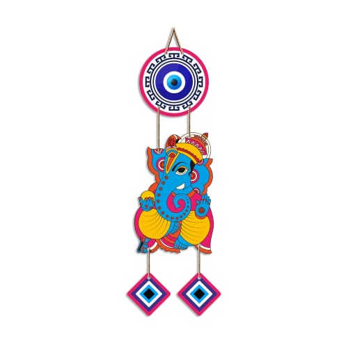 Image of Artvibes Shree Ganesha Evil Eye Nazar Battu Wall Hanging for Home Entrance | Spiritual Vastu Decor for Living Room Bedroom Office Temple | Positive Energy MDF Decorative Gift (WH 8558N)