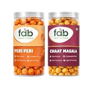 fab MAKHANA Peri Peri Chaat Masala Roasted Makhana Combo Pack | Spicy Tangy Snack | Cholesterol Free | Gluten Free | High Protein Calcium | Roasted in Rice Bran Oil | 70g x 2-image-34
