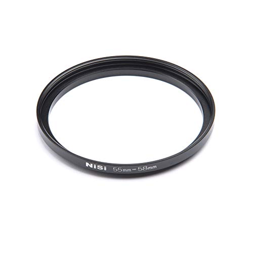 NiSi 55-58mm Pro Step-Up Ring - Threaded Stepping Adapter, 55mm Male Lens Attachment 58mm Female Filter and Accessory Thread - Anodized Aluminum, Matte Black Finish