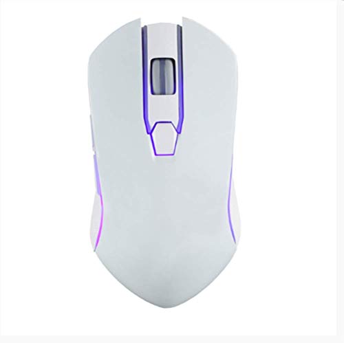 Ratón inalámbrico recargable blanco: periférico gaming silencioso con luces LED integradas