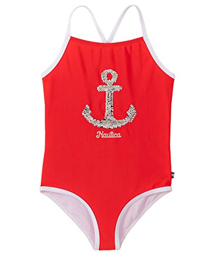 Image of Nautica Girls One-Piece Swimsuit with UPF 50+ Sun Protection, Quick Drying Bathing Suit