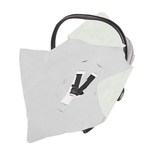 FloraVigo Einschlagdecke, Einschlagdecke Babyschale Baby Decke 90x90 cm, Kinderwagen und Autositz Ganzjahres für Neugeborenen und Kleinkinder Einschlagsdecken für 3 und 5 Punkt Gurt (hellgrau)