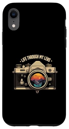Life Through My Lens Camera Photographer Nature Sunset Art Carcasa para iPhone XR